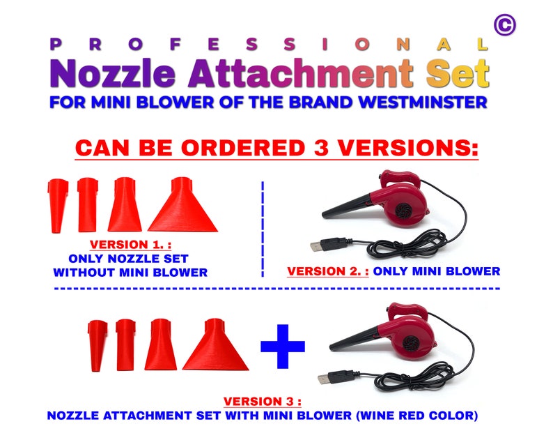 Professional Mini Blower NOZZLE ATTACHMENT Set of 4 for the WESTMINSTER Mini Blower only suitable for bloom & dutch acrylic pouring image 2