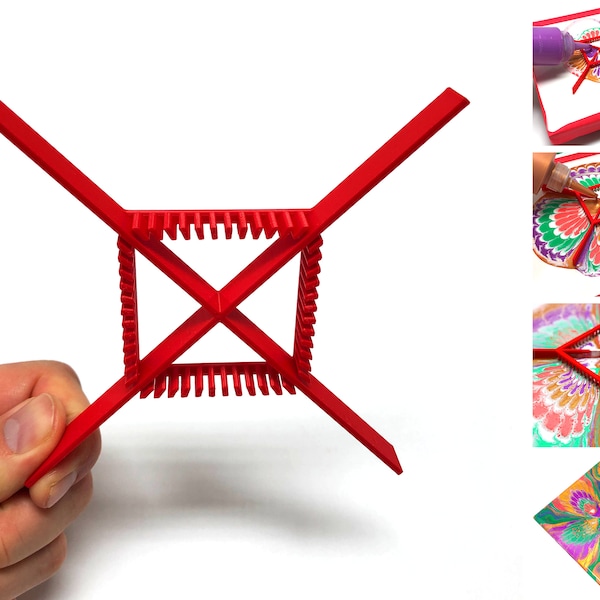 Crossed Square - acrylic pouring tool - red - for extraordinary pouring results!©