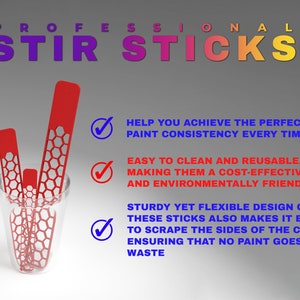 Professional STIR STICKS© 4.568 inches Set of 4 Easy to clean, Reusable, Durable, Sturdy, Environmentally friendly, Perfect size image 2