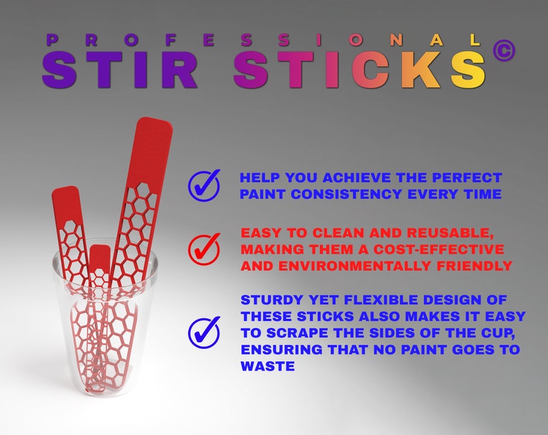 Professional STIR STICKS© 4.568 inches Set of 4 Easy to clean, Reusable, Durable, Sturdy, Environmentally friendly, Perfect size image 2