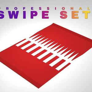 May include: A red, rectangular, plastic package with a white, jagged, zig-zag pattern. The package is labeled "Professional Swipe Set®".