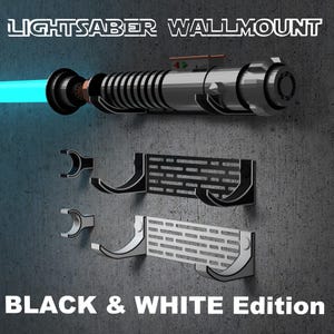 Lichtschwert-Wandhalterung | Black& White Edition | Geeignet für alle Lichtschwerter mit oder ohne Klingen | Perfekt für Ihre Sammlung