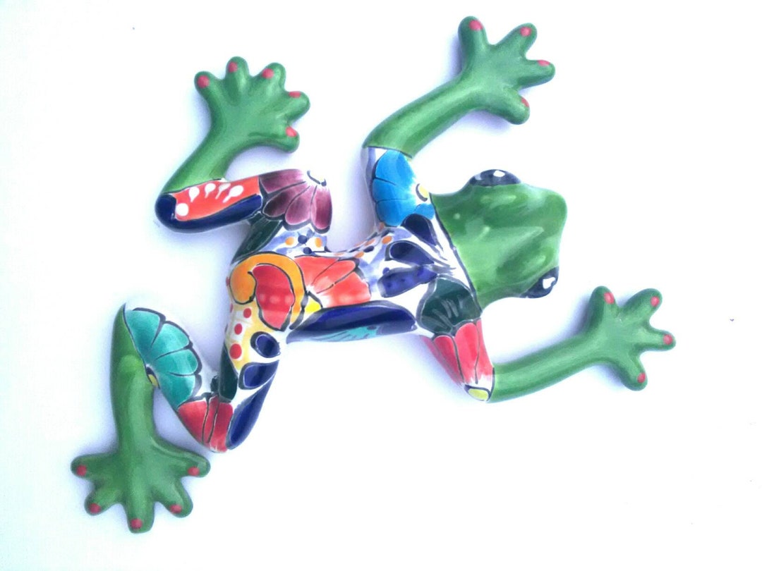 10in. Mexican Talavera Ceramic Frog for Garden Decor colors & - Etsy