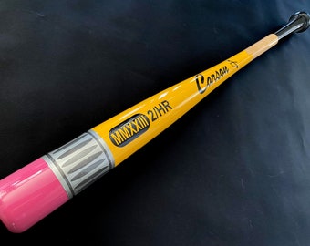 Pencil design custom turned baseball, softball bats with custom design, name, logo