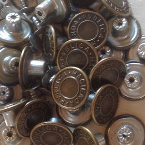 Copper Jean Buttons and Fasteners (x 10 pack)