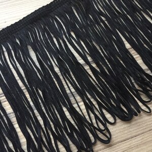 FRINGE BLACK Silky looped dress fringing 1"- 6" (2.5cm - 15 cm) per metre