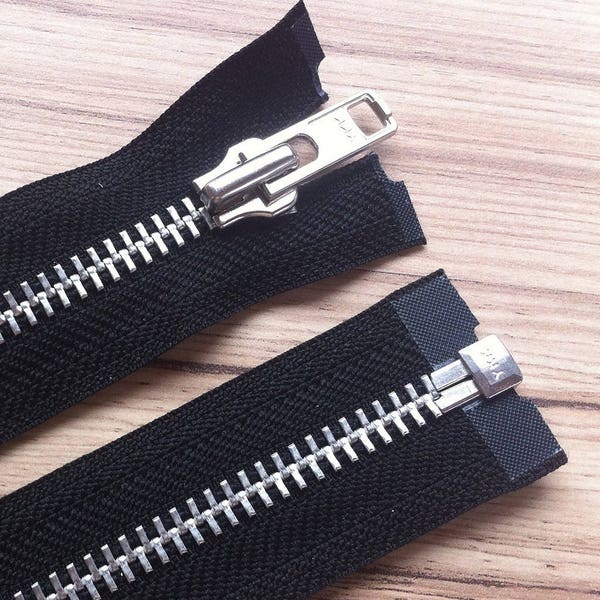 Heavy Duty No 8 Weight YKK Black Metal O/E Zip (various sizes)