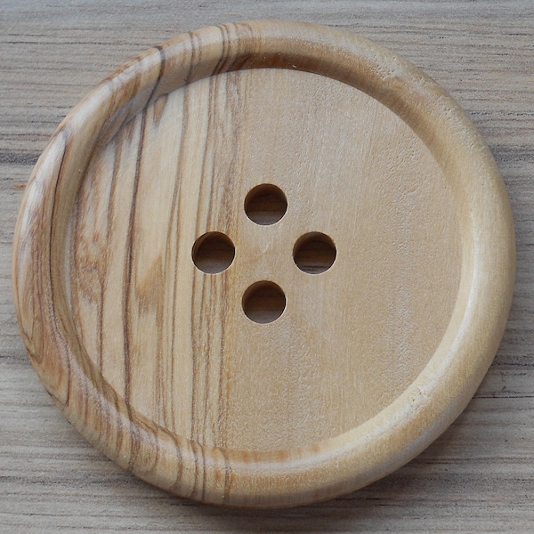 4- Hole Natural Olive Wooden Button- Large Size (from 1.5"- 3" wide)