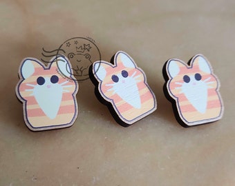 Cat Orange Tabby Wood Pin