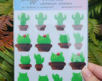 Sticker Sheet - Cat Cacti - UV resistant and waterproof