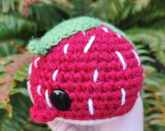 Wool Strawberry Whale - Crochet Desk Buddy