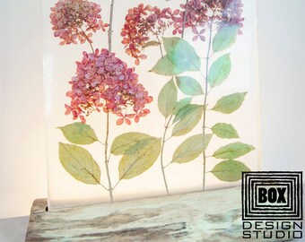 Real Hydrangea Art Lamp Dried Flowers Lamp Epoxy Resin Table Lamp Eco Natural Design Contemporary Ambient Night Light Modern Style Accent