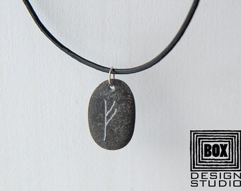 Wealth Happiness Rune Pendant, Gift for Him Personalized, Gift for Her Fehu Rune Charm Sacral Necklace, Necklace for Man Viking Futhark Rune