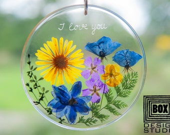 Personalized Mothers Day Flower Gifts for Mom: Flower Suncatcher - Gift for Her Birthday Gift for Woman, Gift for Grandma