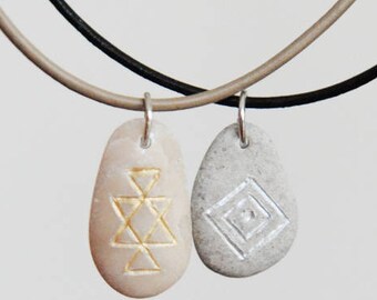 Native American Stone Pendants, Personalized Initial Necklaces: Butterfly and Shamans Eye