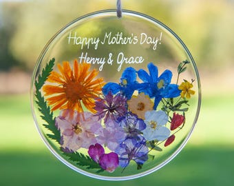 Mothers Day Gift Ideas for Mom Personalized Flower Ornament - Custom Engraving Keepsake: Gift for Mother from Son or Daughter
