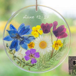 Christian Gifts for Woman Mom Personalized Flower Suncatcher, Custom Bible Verse Psalms Quotes, Baptism Gifts for Godmother, Faith Gifts