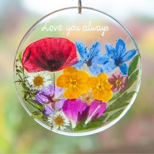 Mothers Day Gift for Grandma, Birthday Gift for Nana Gift for Grandparents Anniversary Flower Suncatcher Personalized Flower Gift for Granny