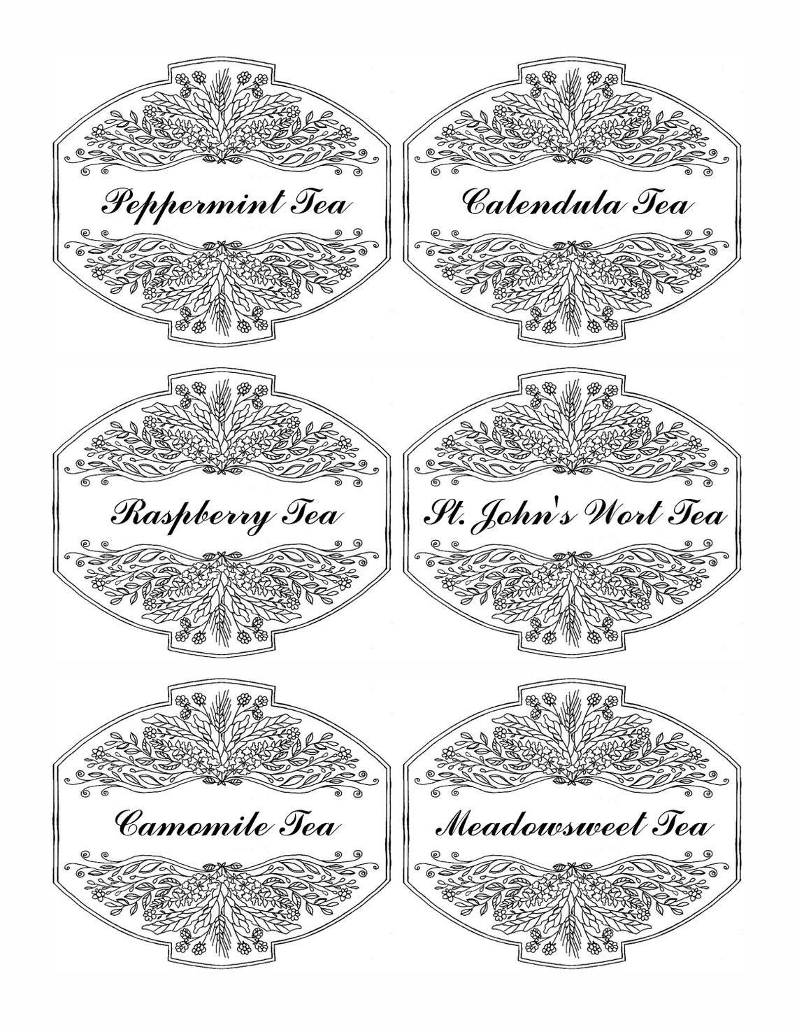 Tea Labels Editable Printable PDF DOCX Labels for Tea - Etsy