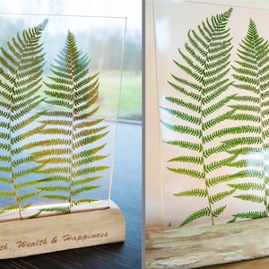 Gift for Mom on Birthday, Fern Light Table Lamp, Gift for Her Wood Epoxy Resin Fern Home Decor Modern Lamp for Table, Design Bedside Lamp