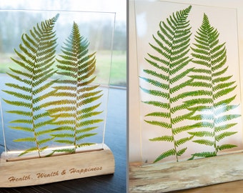 Gift for Mom on Birthday, Fern Light Table Lamp, Gift for Her Wood Epoxy Resin Fern Home Decor Modern Lamp for Table, Design Bedside Lamp