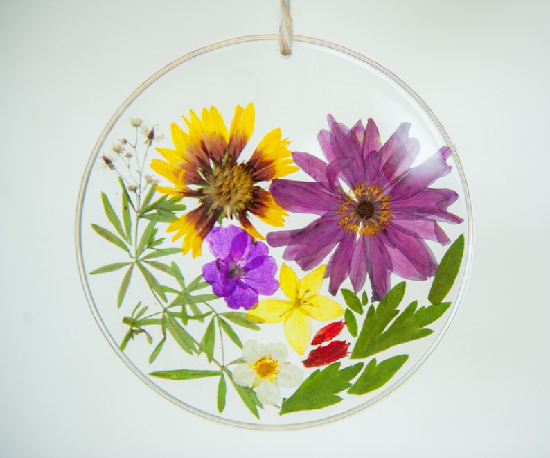 Mothers Day Gift for Grandma from Daughter Unique Personalized Flower Suncatcher Gift for Grandmother Mom for Granny Gift for Nana Flowers image 9