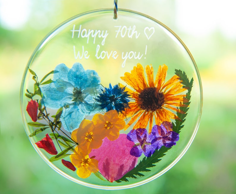 Mothers Day Gift for Grandma from Daughter Unique Personalized Flower Suncatcher Gift for Grandmother Mom for Granny Gift for Nana Flowers image 8