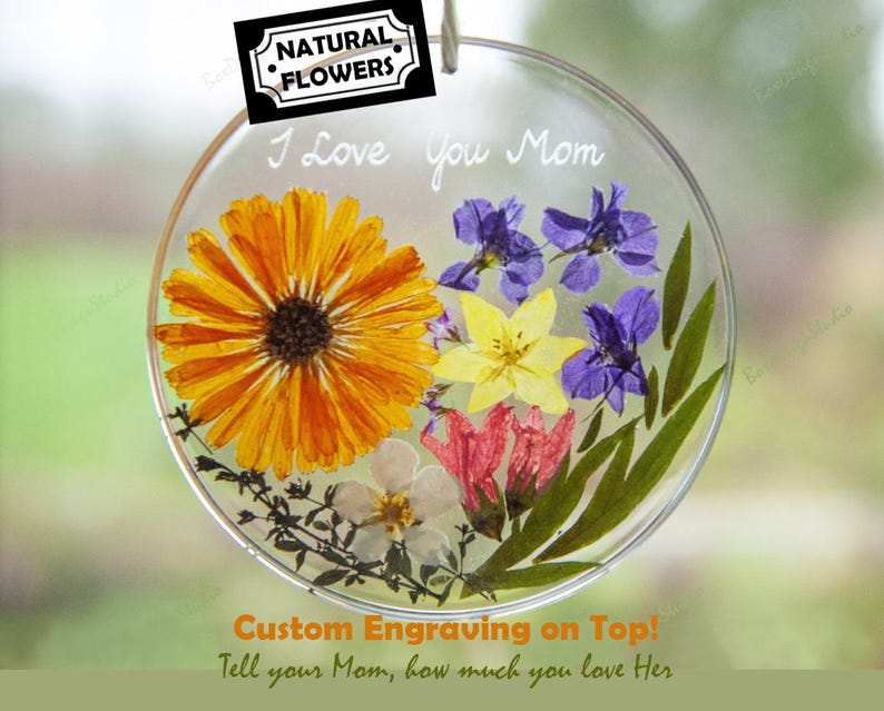 Unique Mothers Day Gift for Mom Flower Ornament - Personalized Birthday Gift for Her, Gift for Grandma, Gift for Mother, Gift for Granny image 1