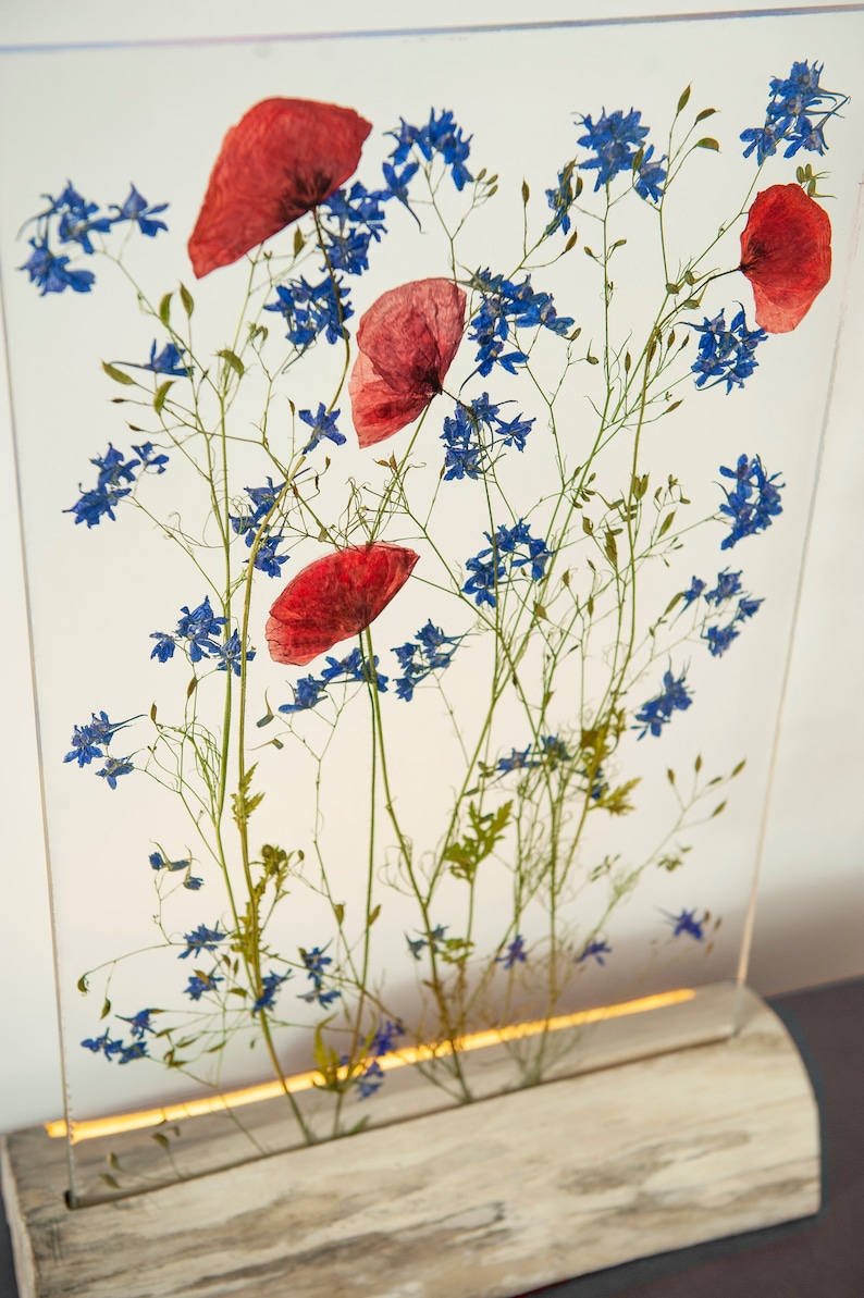 Natural Flower Design Lamp for Desk Lamp Epoxy Resin Flower Etsy