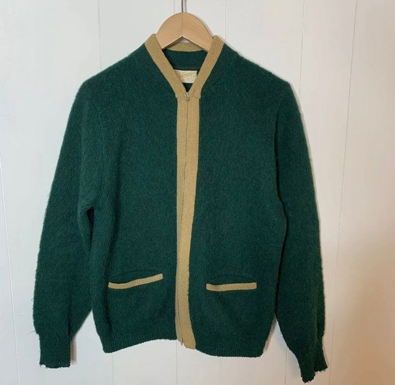 Vintage Mens Rockabilly Cardigan Sweater, Mohair … - image 2