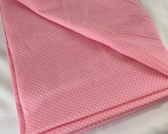 Vintage Pink Flocked Swiss Dot Cotton Fabric Material 3 Yards X 44 Inches