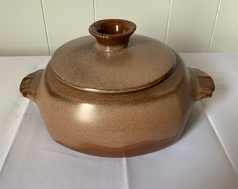 Vintage FRANKOMA Covered Square Casserole Serving Dish 5V BROWN PLAINSMAN