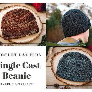 Crochet Beanie Pattern Single Cast Beanie Men's Crochet Hat Patterns Men's Beanie Men's Wool Beanie Pattern image 1