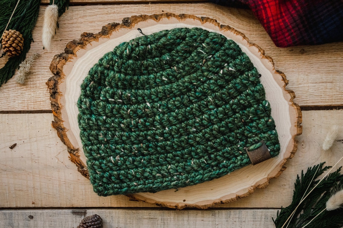 Mens Winter Beanie  Single Cast Beanie  Men's Wool Hat Forest Trails