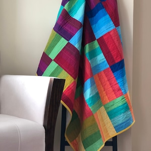 Quilt Pattern "BEFORE SUNSET" (Baby and Throw size). Colorful. Jelly Roll Friendly. Modern Quilt Pattern.