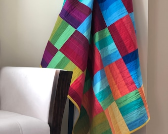 Quilt Pattern "BEFORE SUNSET" (Baby and Throw size). Colorful. Jelly Roll Friendly. Modern Quilt Pattern.