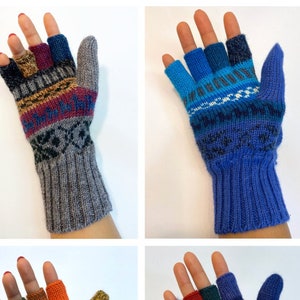 Hand Knitted Alpaca Wool Fingerless Convertible Glove Mittens