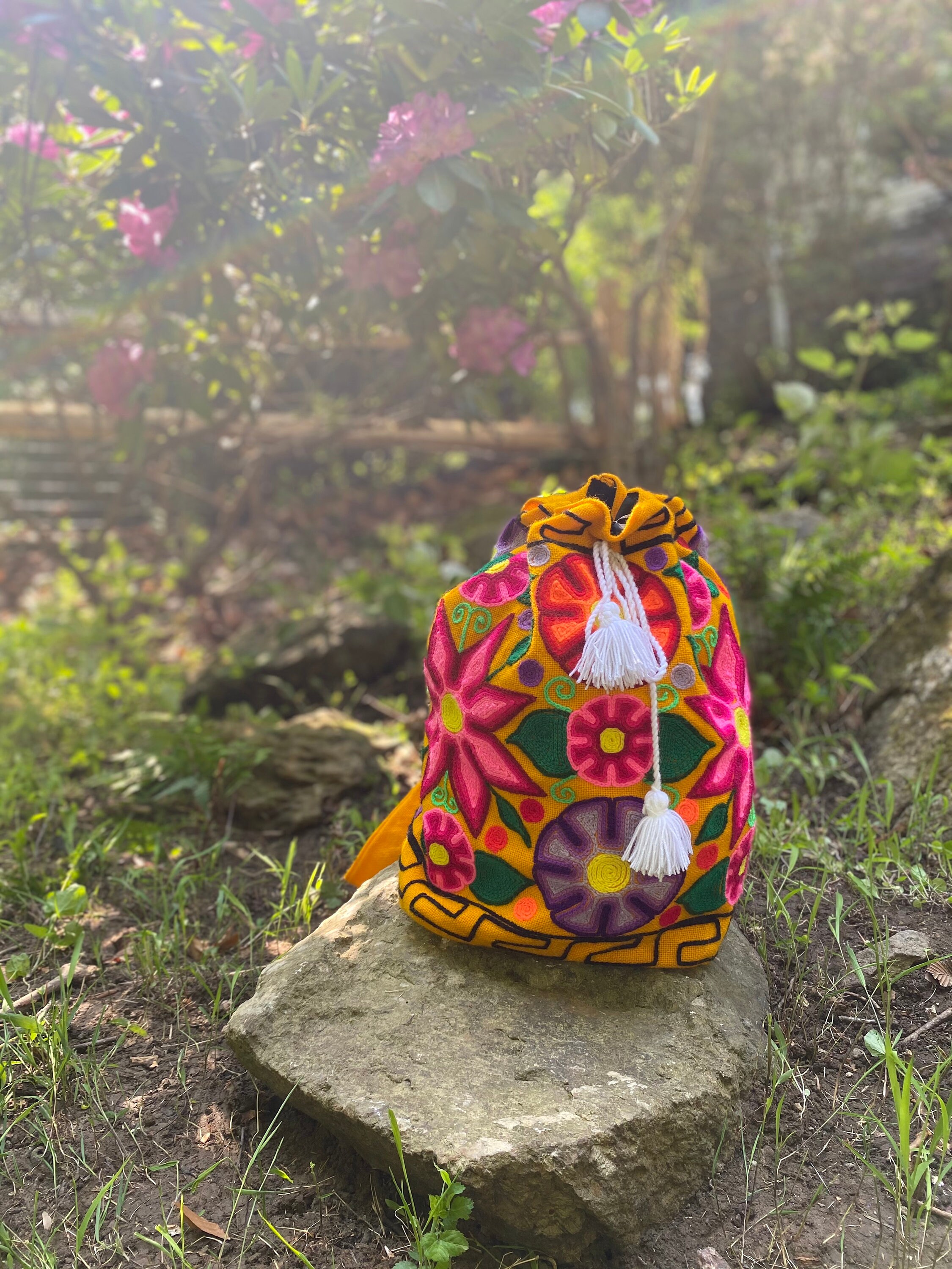 PERUVIAN FLORAL EMBROILED BACKPACK GORGEOUS COLOR!! Embroidered Backpack – Multiple Styles Available – Handmade  main image 2