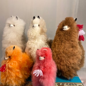 Premium Baby Alpaca Figure ~ 100% Alpaca Wool Fur ~ Various Sizes, Handmade Natural Super Fluffy Soft Cuddly Stuffed Animal Cute Plush Llama