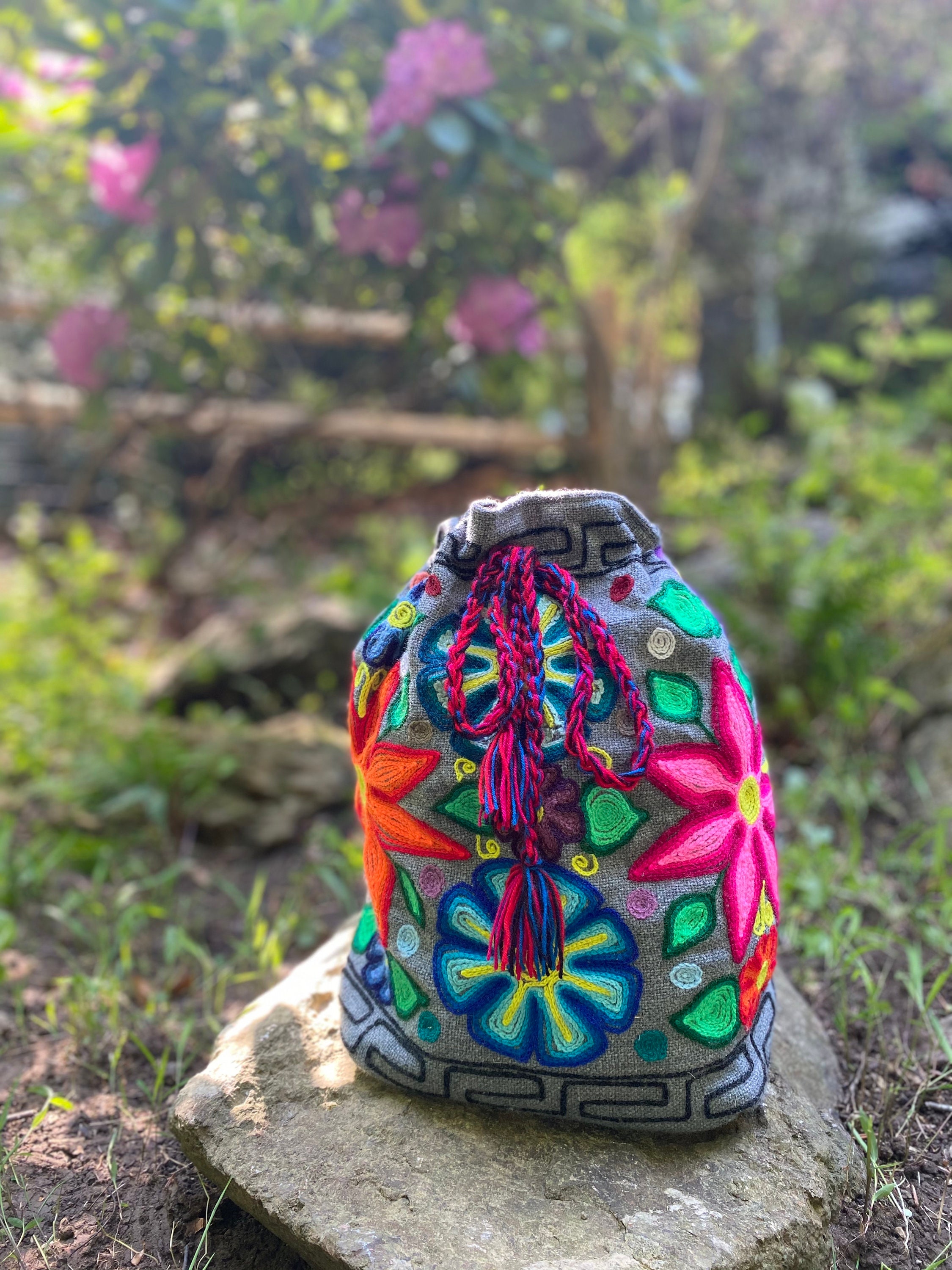 Handmade Boho Embroidered  Backpack  Matching Coin Purse – Festival  Travel Bag Mini Boho Backpack Purse - Etsy main image 3