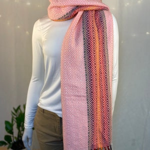 100% Alpaca Knitted Scarf ~ Woven Diamond Pattern - Unisex