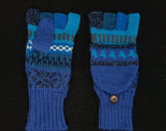 Handgebreide alpaca vingerloze converteerbare handschoenen – Peruaanse wol, uniseks cadeau