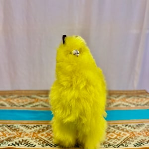 Colorful Premium Dyed Alpaca Figure ~ 100% Alpaca Wool Fur ~ Handmade Natural Super Fluffy Soft Cuddly Stuffed Animal Cute Plush Llama toy