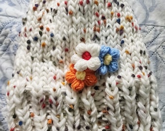 Gorro de tweed para adulto con flores