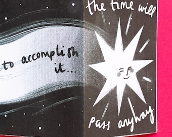 The Time Will Pass Anyway Quote Illustrated Shooting Star Concertina Mini Print