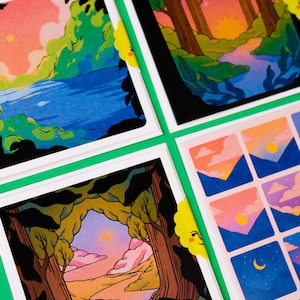 Paisagens ilustradas Mini cartões de felicitações