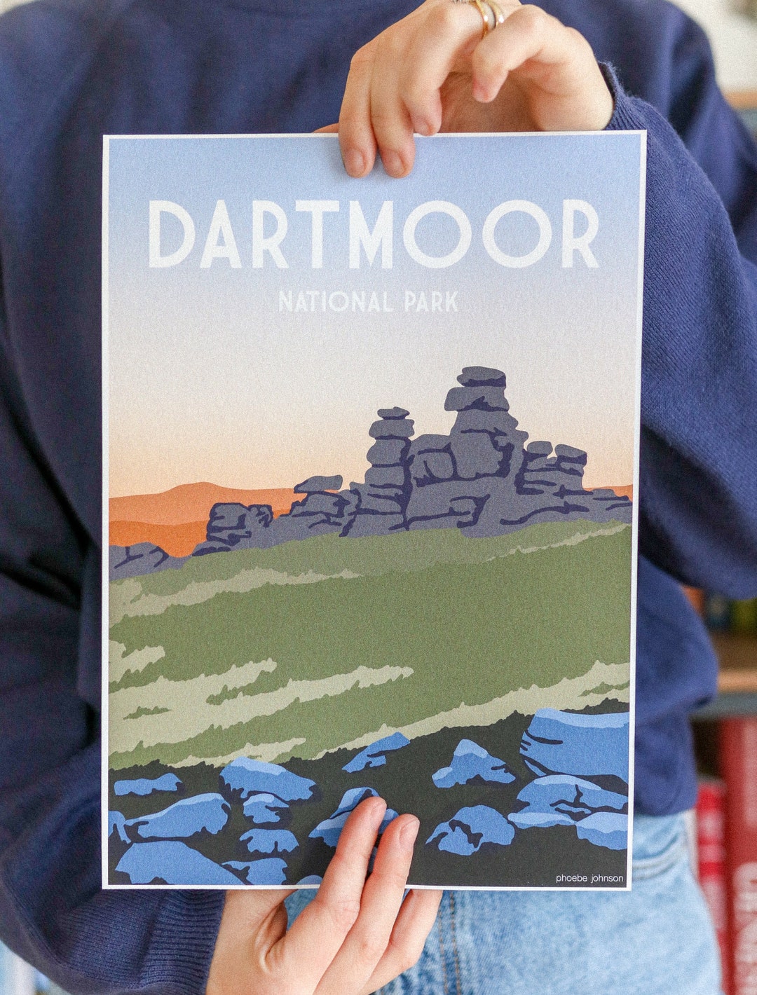 Dartmoor Tor A4 Illustrated Print [retro Travel Poster-style] - Etsy