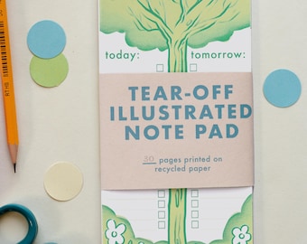 Today/Tomorrow List Handmade Tear-Off Illustrated Notepad