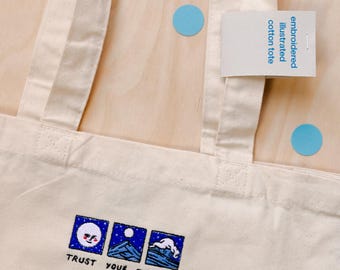 Personalised 'Trust Your Journey' Embroidered Cotton Tote Bag