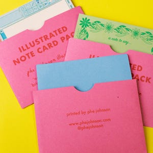 Pack of Personalised Illustrated Note Cards in Handmade Packaging ...